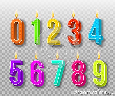 Candles birthday numbers. Vector Illustration